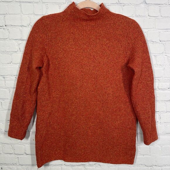 J Mclaughlin Sweater Women Small Wool Blend Burnt Orange Long Sleeve Soft Preppy - Picture 1 of 11